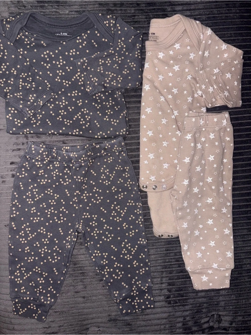 Star Print Baby Two-Piece Sets - Black & Taupe